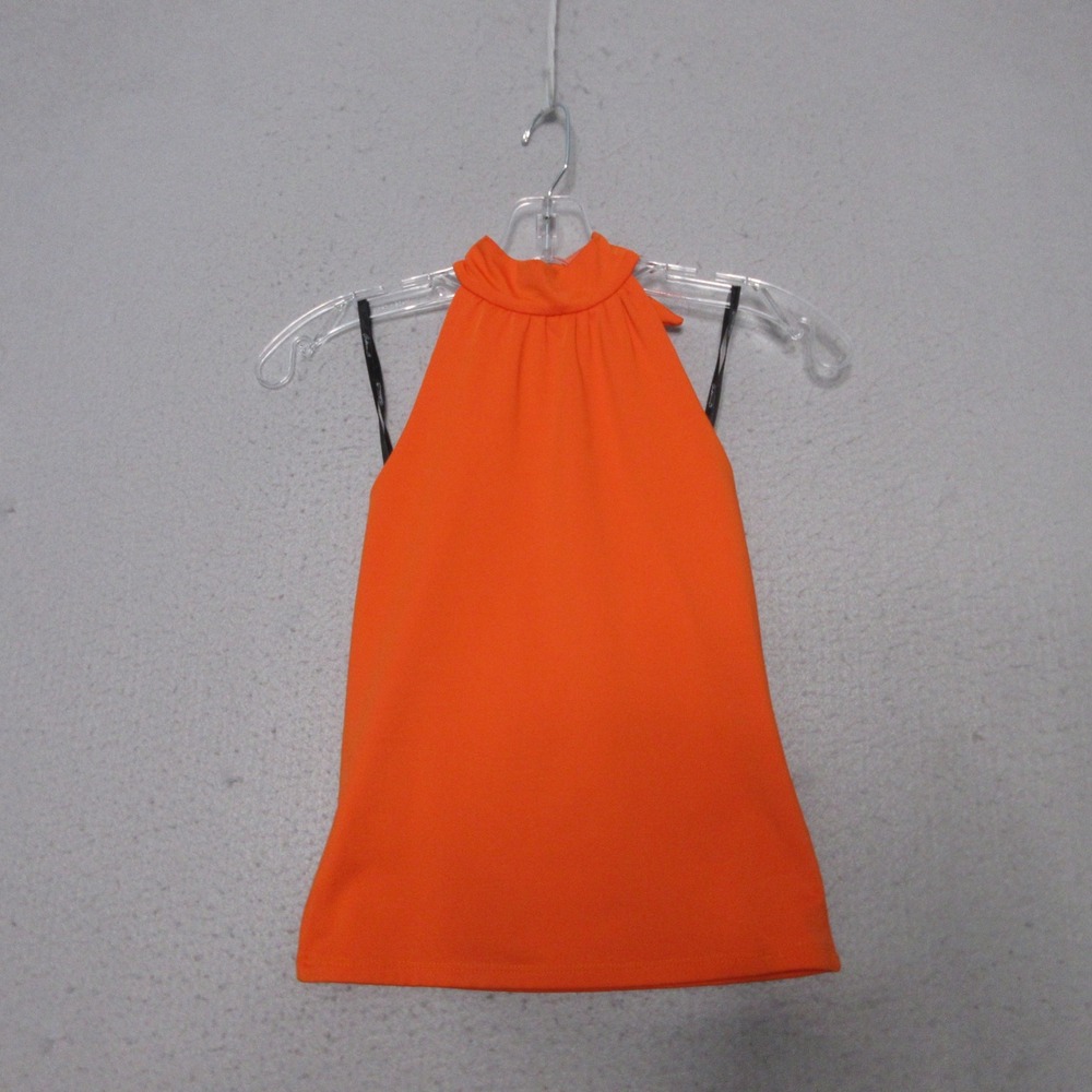 Vintage Arden B Top Orange Halter Mock Neck Tie Back Y2K 90s Going Out USA